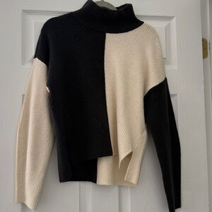 Black and Cream Colorblock Sweater